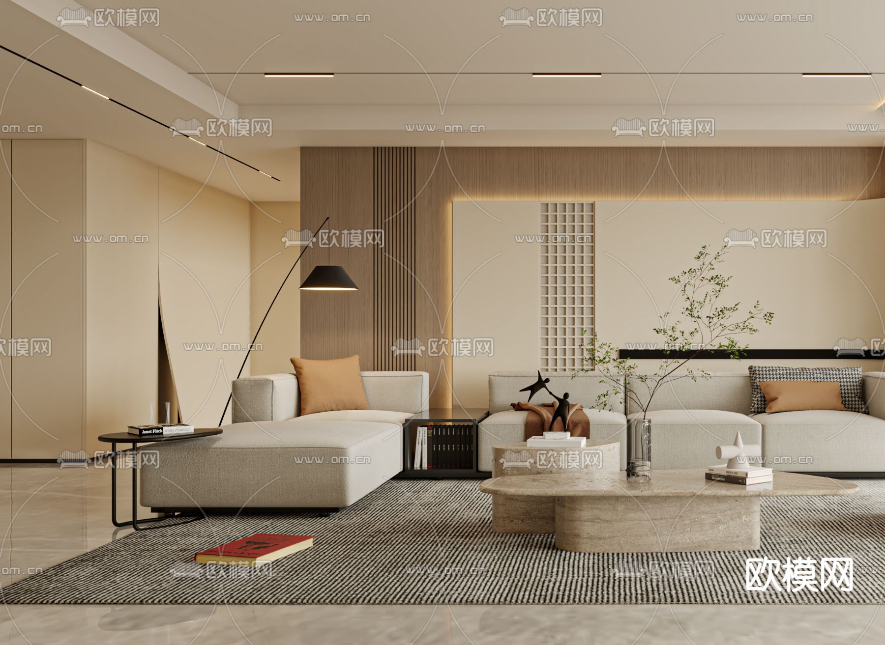 现代客厅3d模型下载（渲染图3）