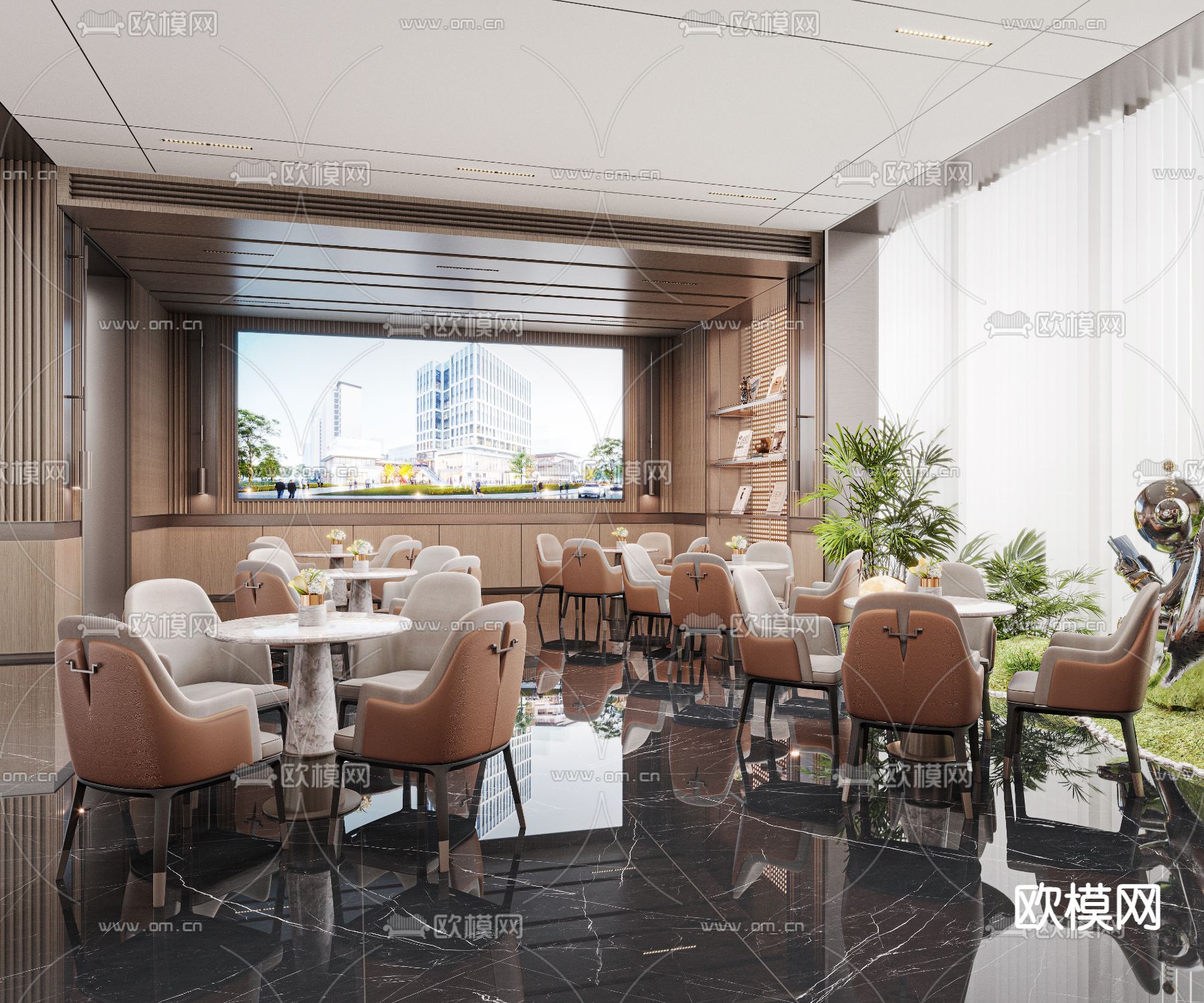 轻奢售楼处 沙盘区3d模型下载（渲染图4）