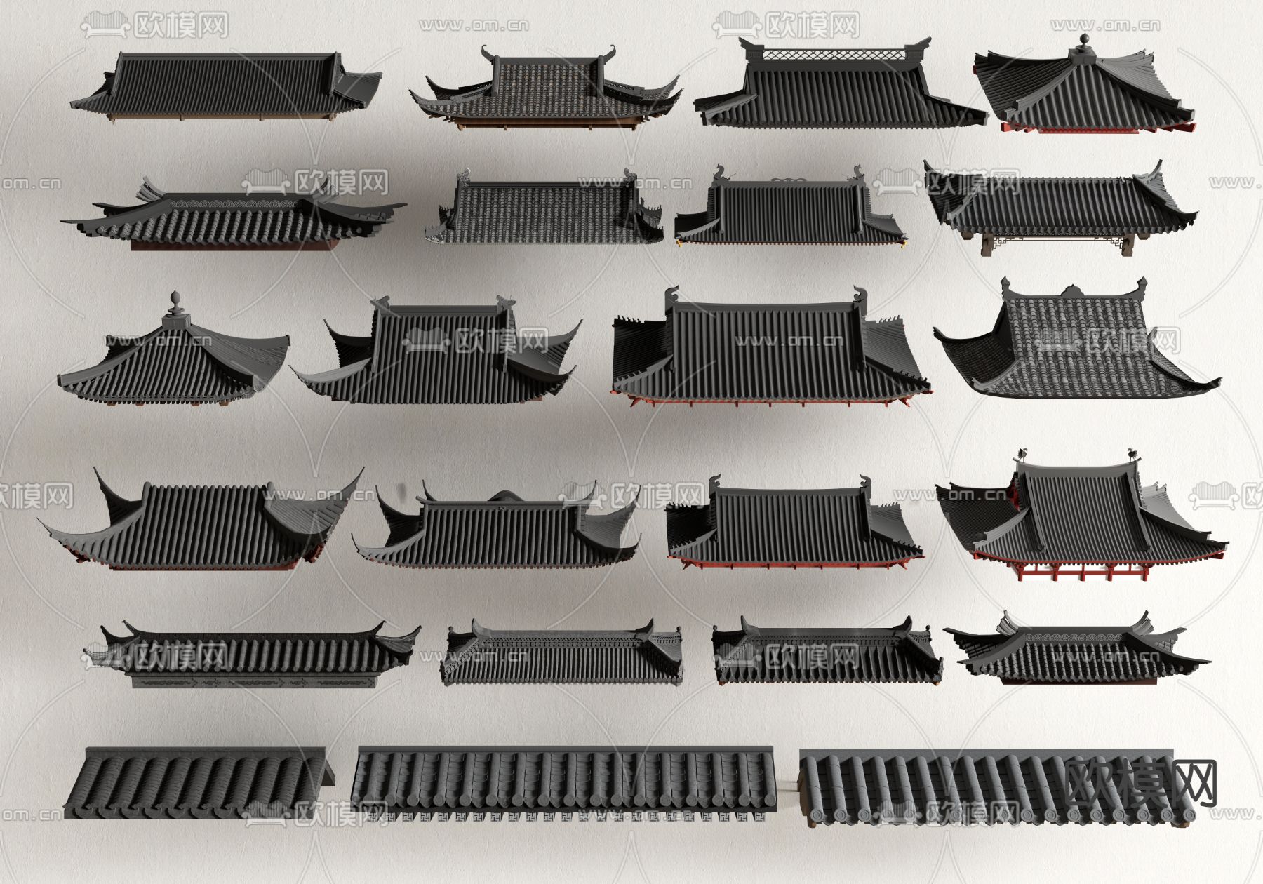 新中式屋檐 屋顶 飞檐3d模型下载