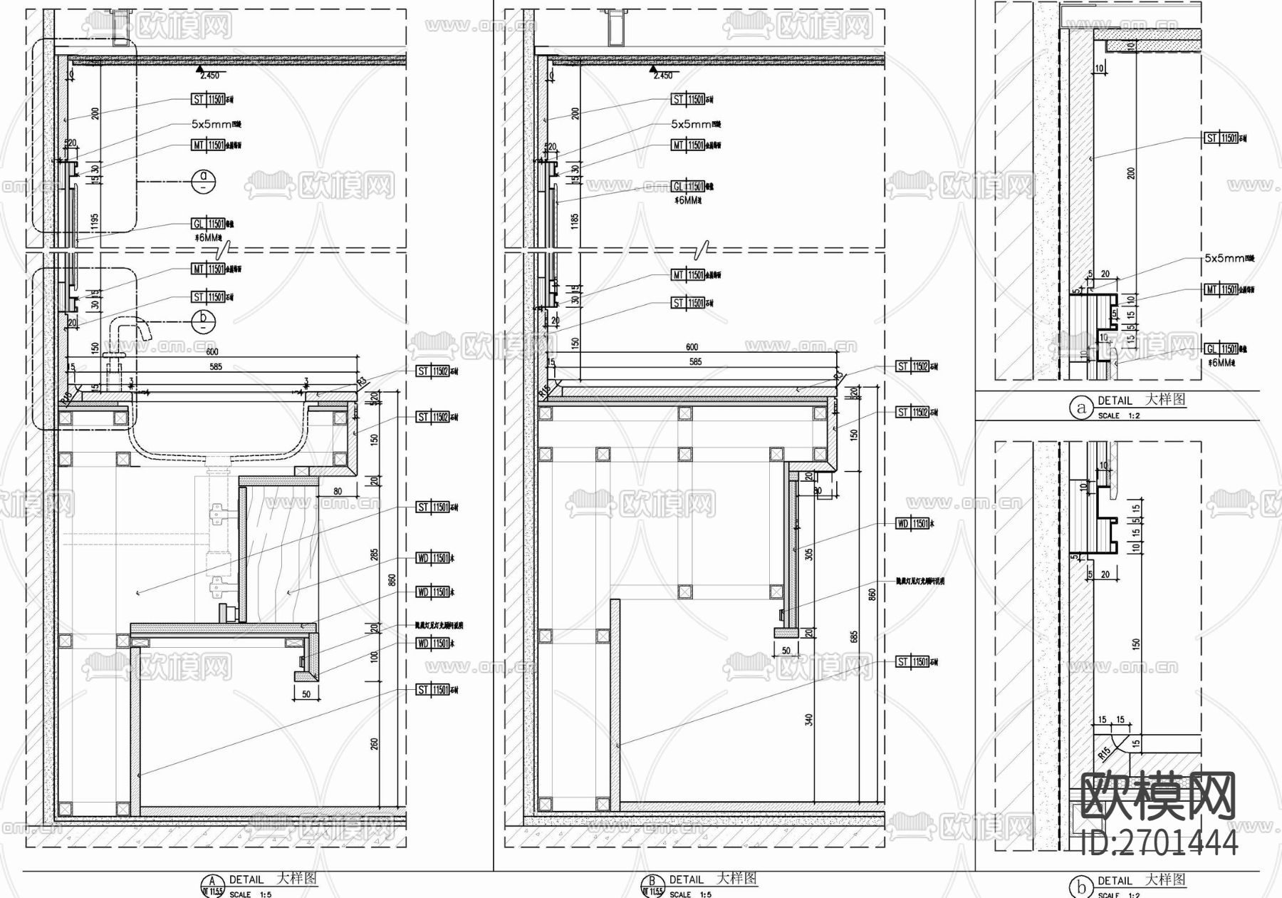 50㎡酒店大床房室内cad施工图下载（渲染图9）