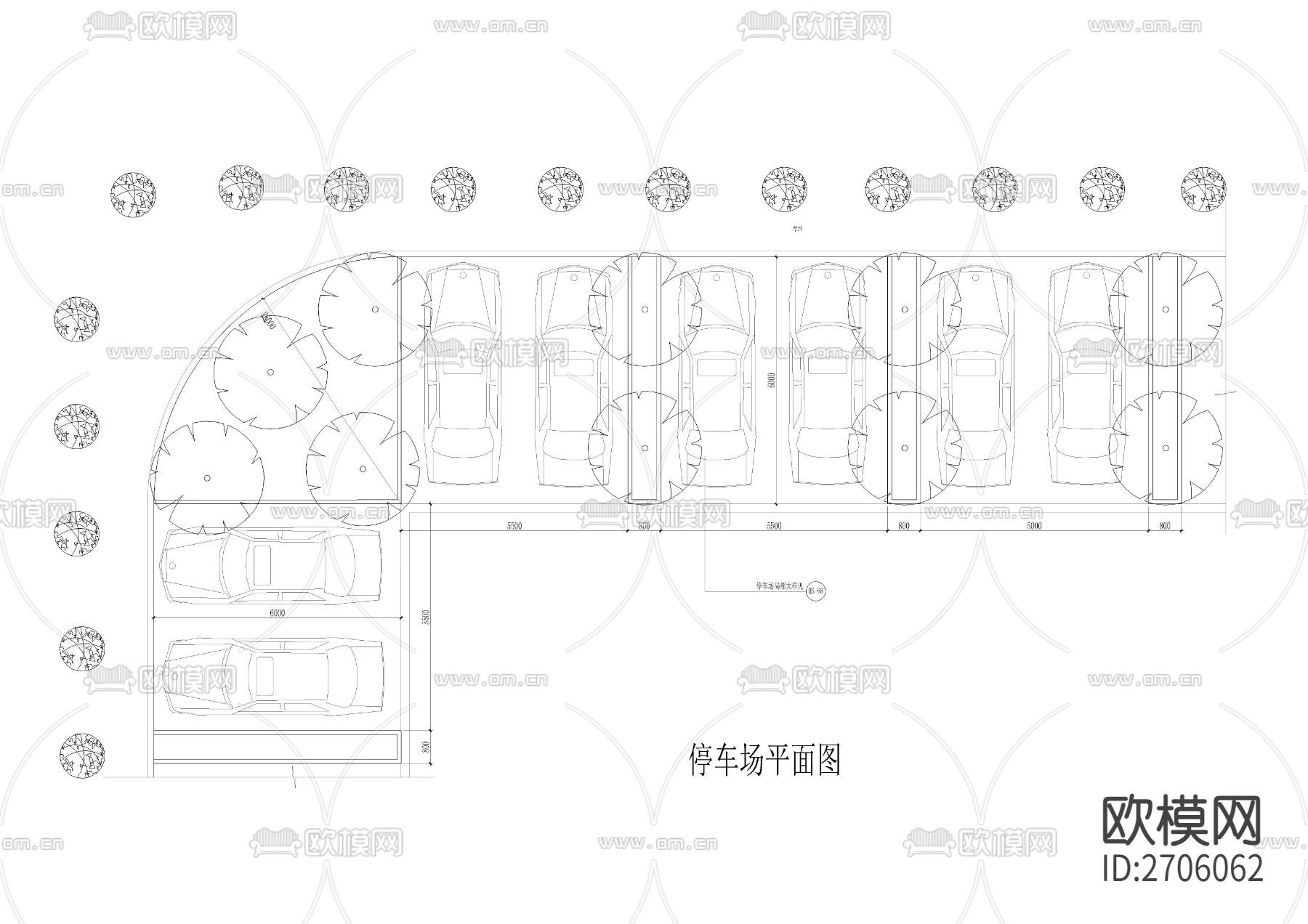 室外停车场cad施工图下载（渲染图1）