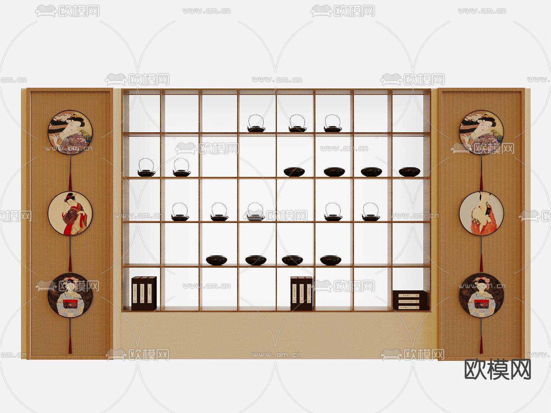 日式装饰柜 置物架3d模型下载