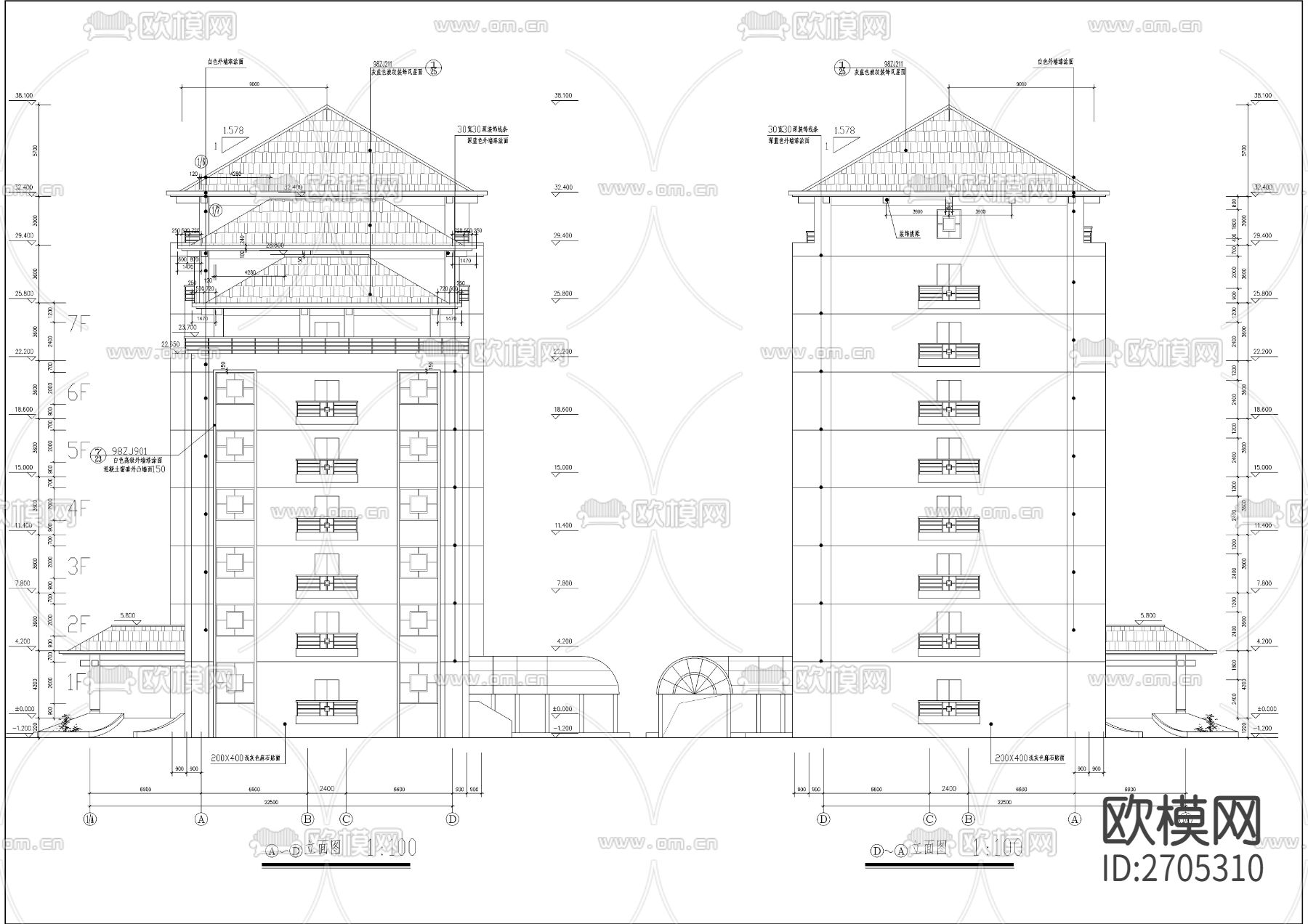 某机关办公大楼建筑cad施工图下载（渲染图9）