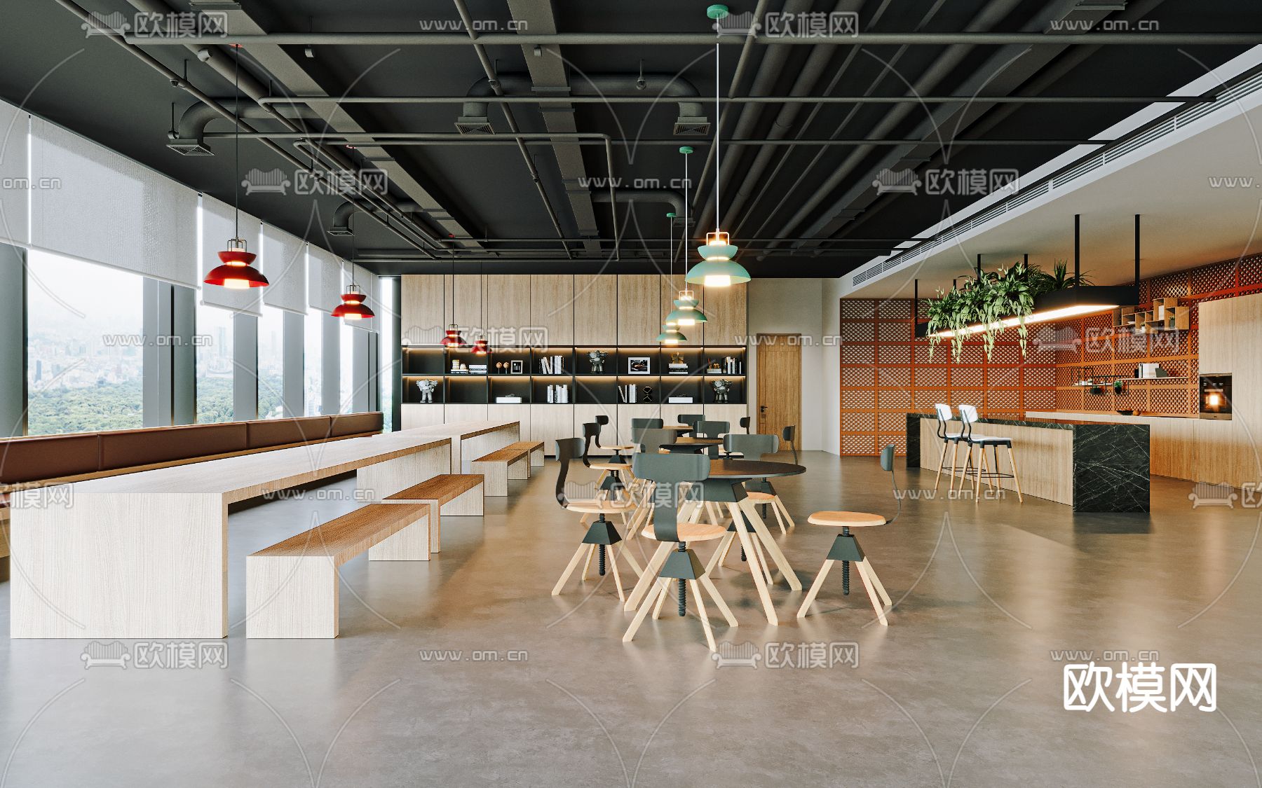 工业风茶水间 休息区3d模型下载