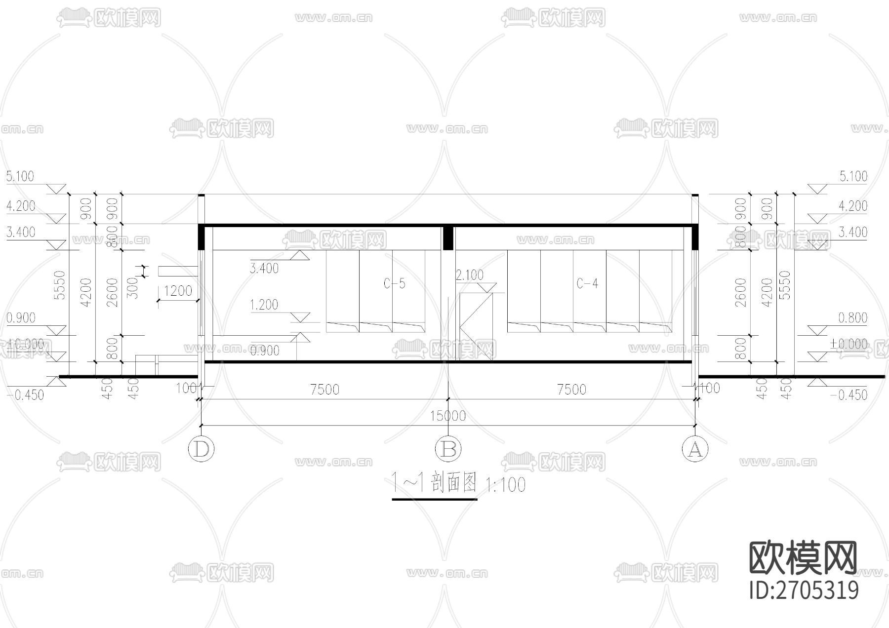 某中学生餐厅建筑cad施工图下载（渲染图5）