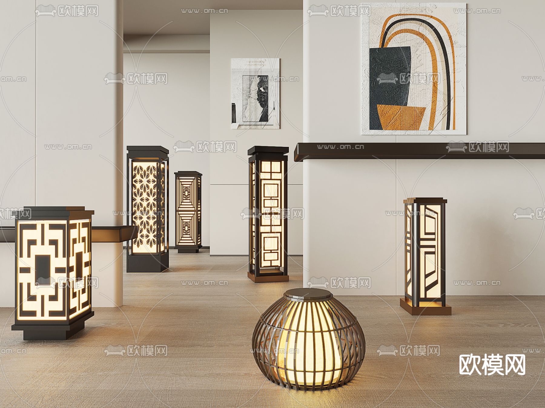 中式庭院灯 草坪灯 地灯3d模型下载