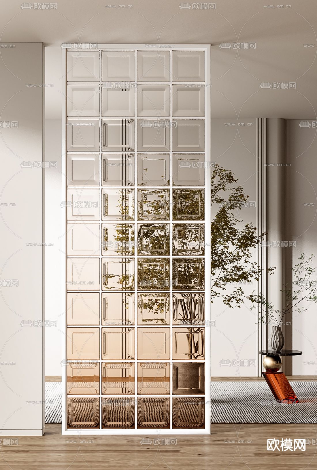 玻璃砖屏风 隔断3d模型下载（渲染图7）