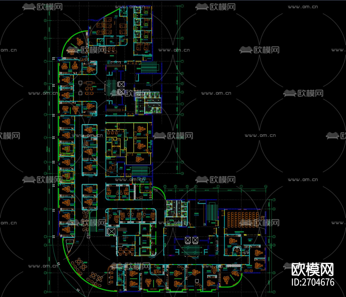 口腔医院牙科门诊CAD施工图下载（渲染图1）