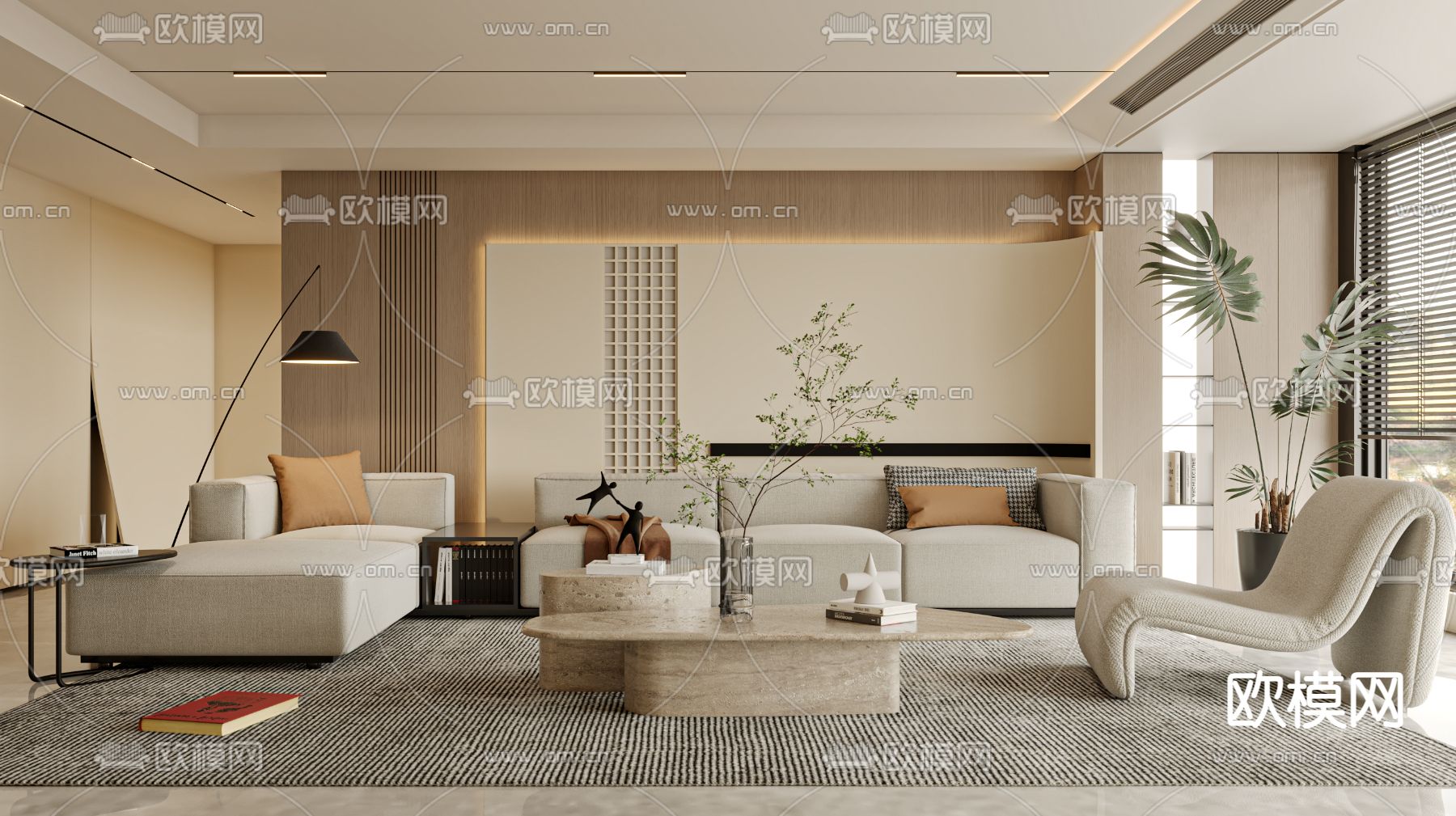 现代客厅3d模型下载（渲染图4）