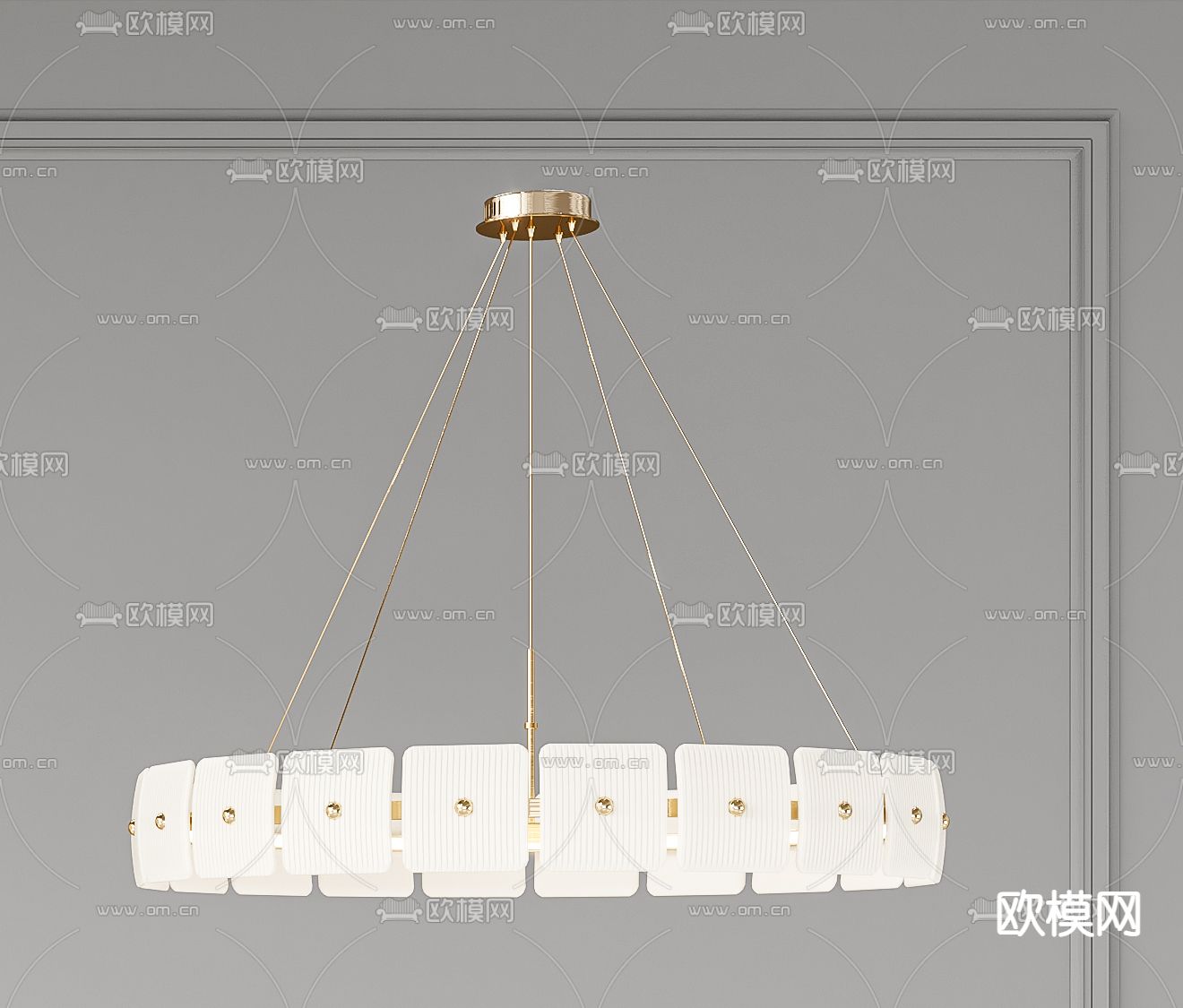 圆环吊灯 大厅吊灯3d模型下载（渲染图3）