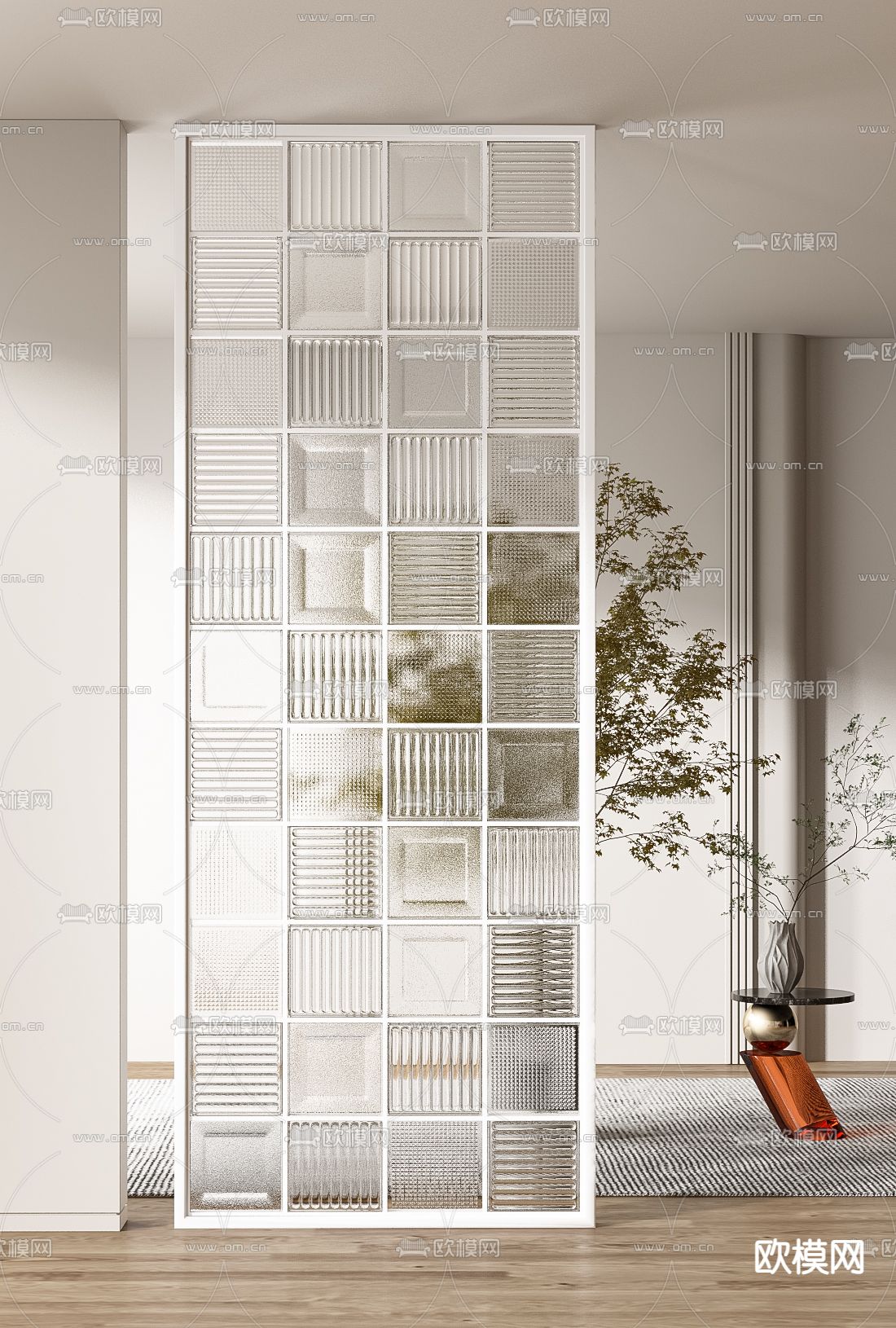 玻璃砖屏风 隔断3d模型下载（渲染图3）