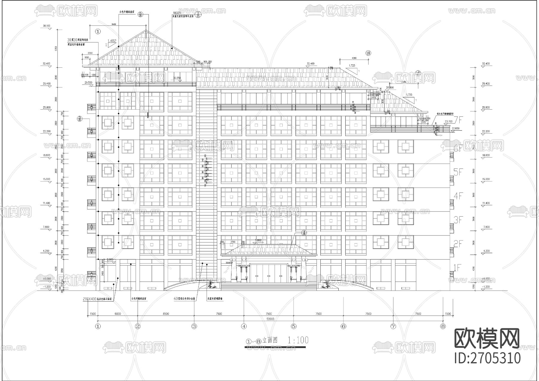 某机关办公大楼建筑cad施工图下载（渲染图4）