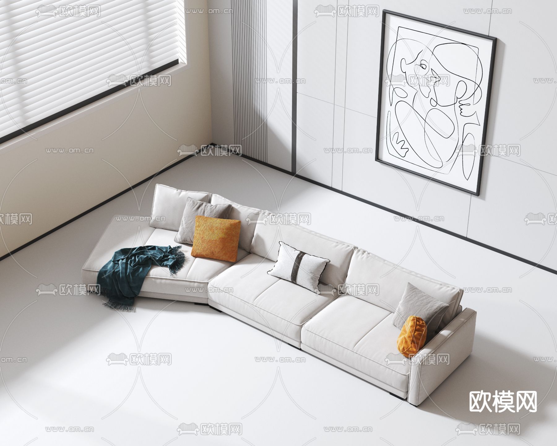 转角沙发 软体沙发3d模型下载_ID14147599_3dmax免费模型-欧模网
