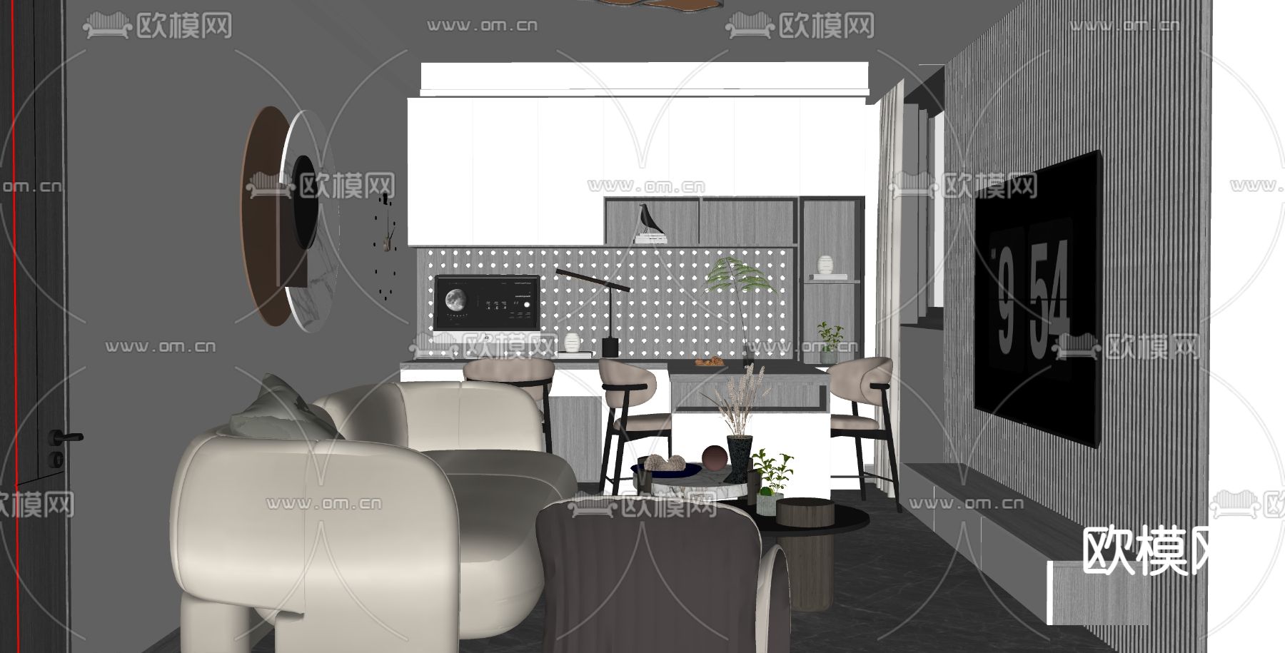 现代公寓su模型下载（渲染图3）