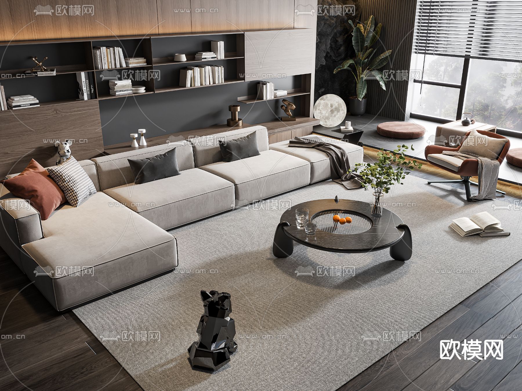 组合沙发 转角沙发3d模型下载（渲染图1）