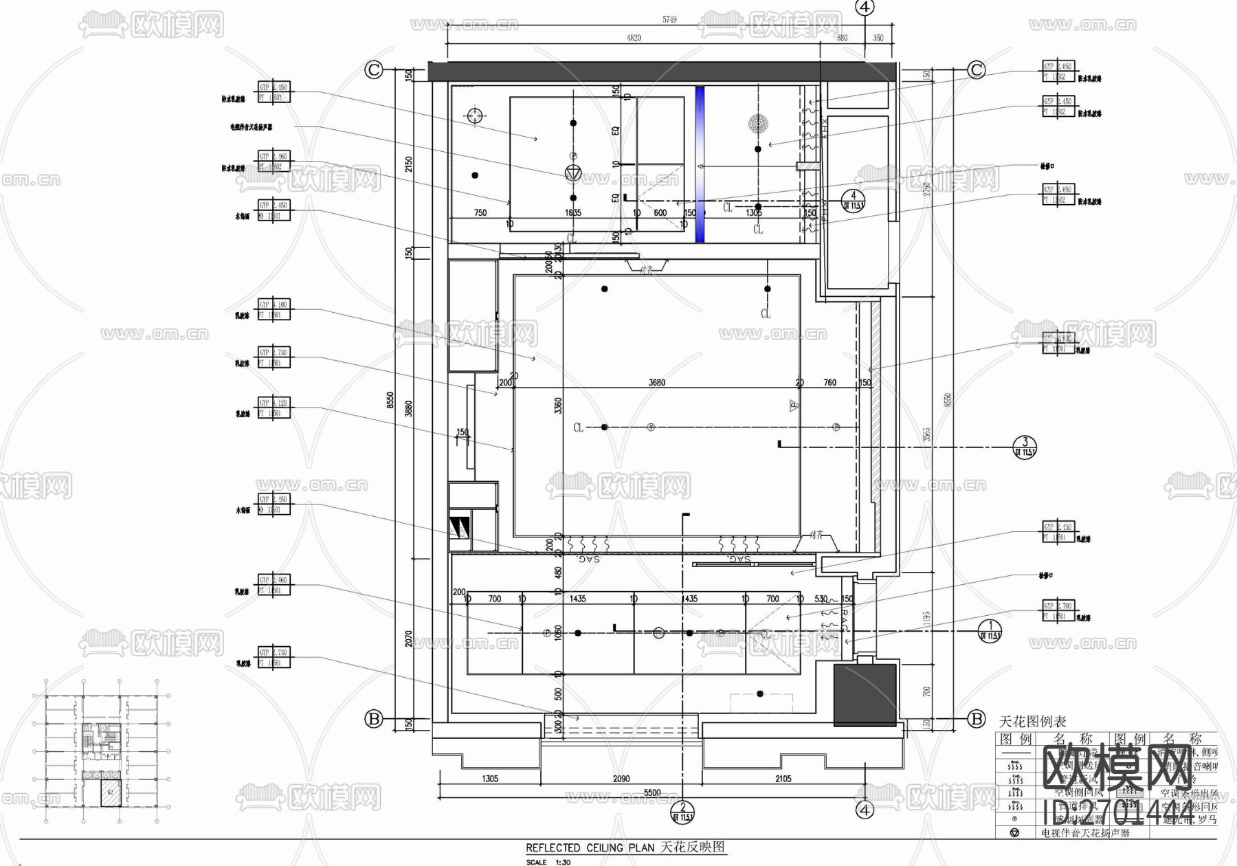 50㎡酒店大床房室内cad施工图下载（渲染图3）