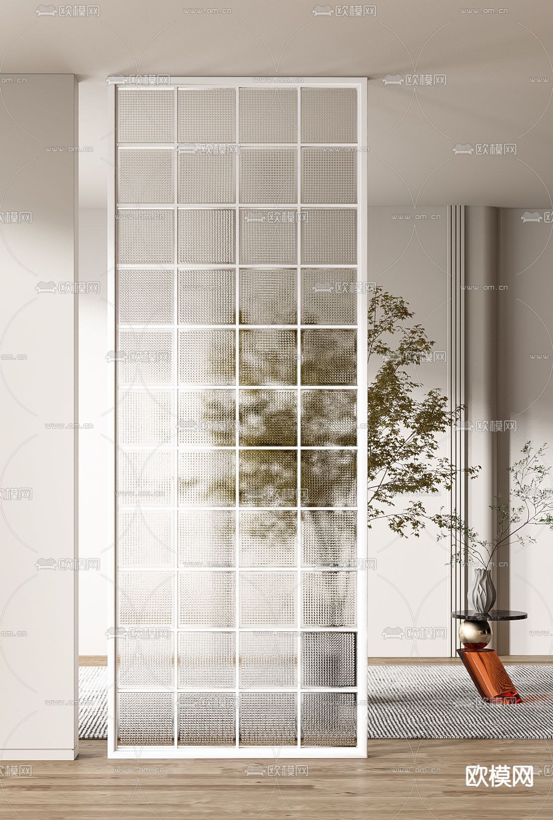 玻璃砖屏风 隔断3d模型下载（渲染图6）