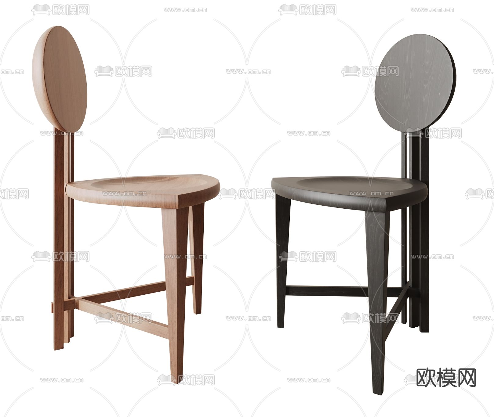 侘寂风餐椅 椅子3d模型下载（渲染图3）