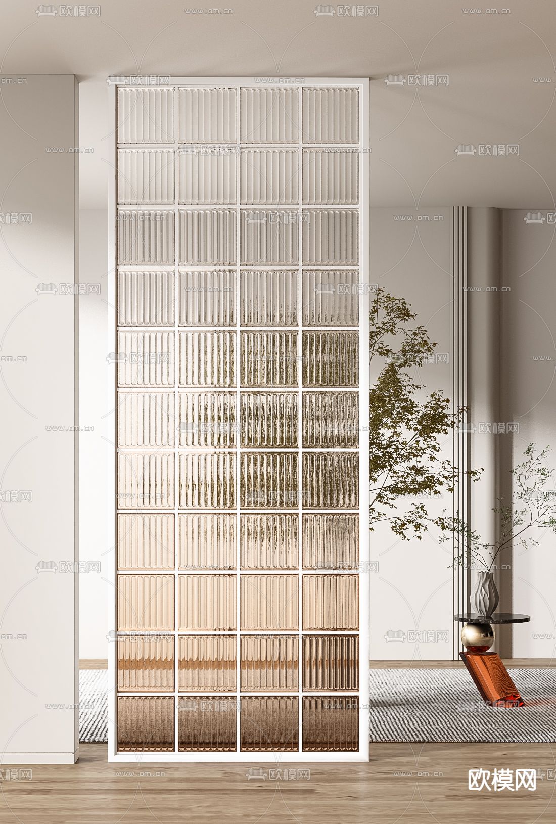 玻璃砖屏风 隔断3d模型下载（渲染图4）