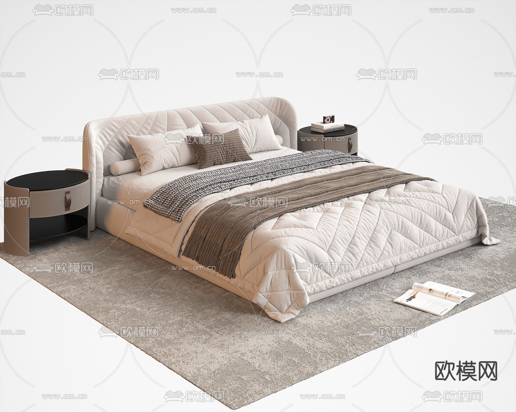 pertica 双人床 卧室床3d模型下载