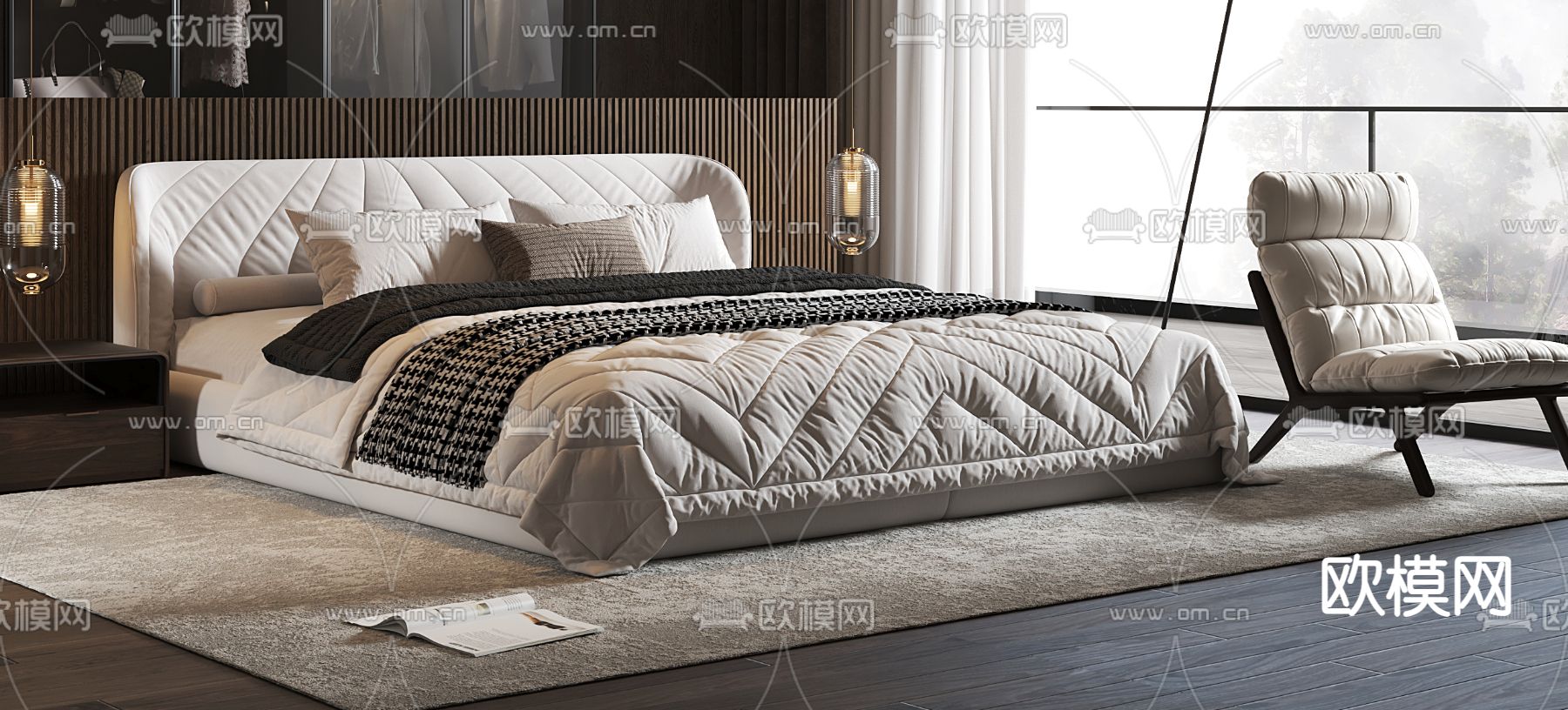 Minotti 双人床3d模型下载（渲染图2）