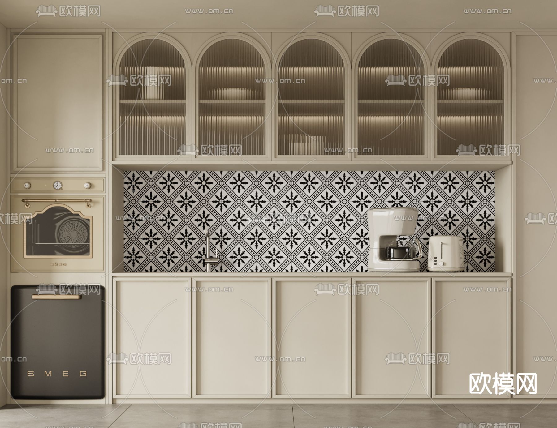 奶油风酒柜 餐边柜3d模型下载