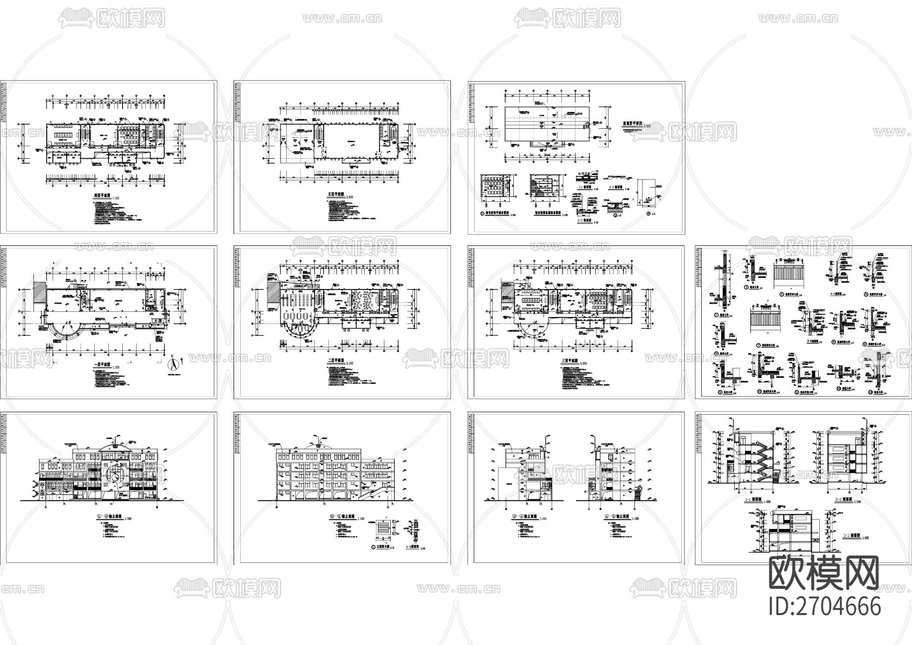 小学多功能教学楼CAD施工图下载（渲染图10）