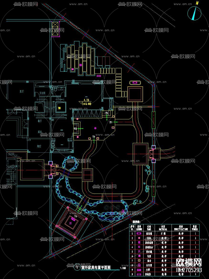 新中式别墅庭院景观cad施工图下载（渲染图1）
