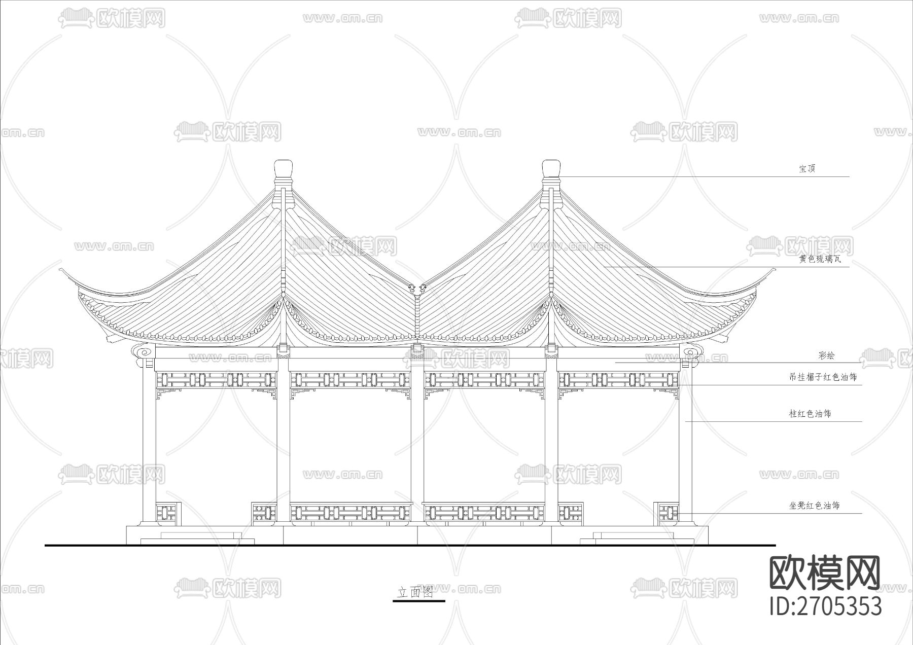 木结构六角连亭节点大样下载（渲染图3）