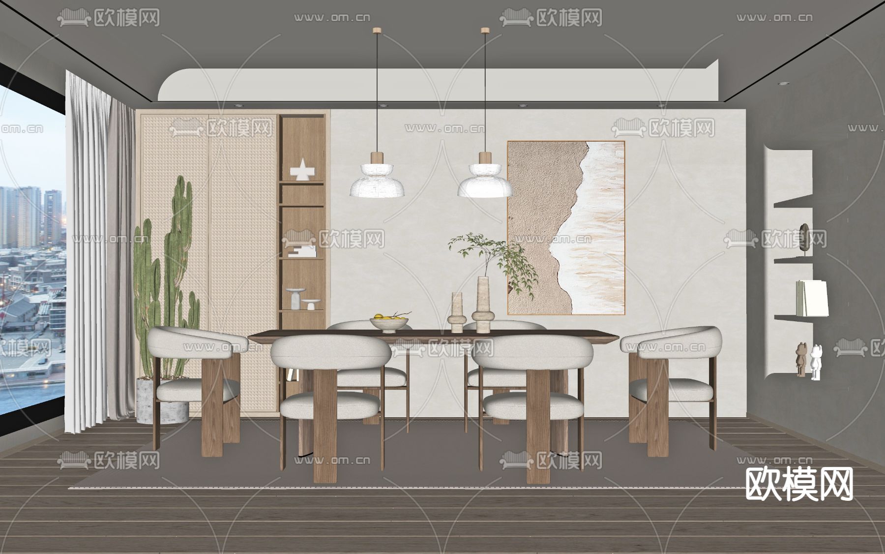 侘寂风餐厅su模型下载（渲染图2）