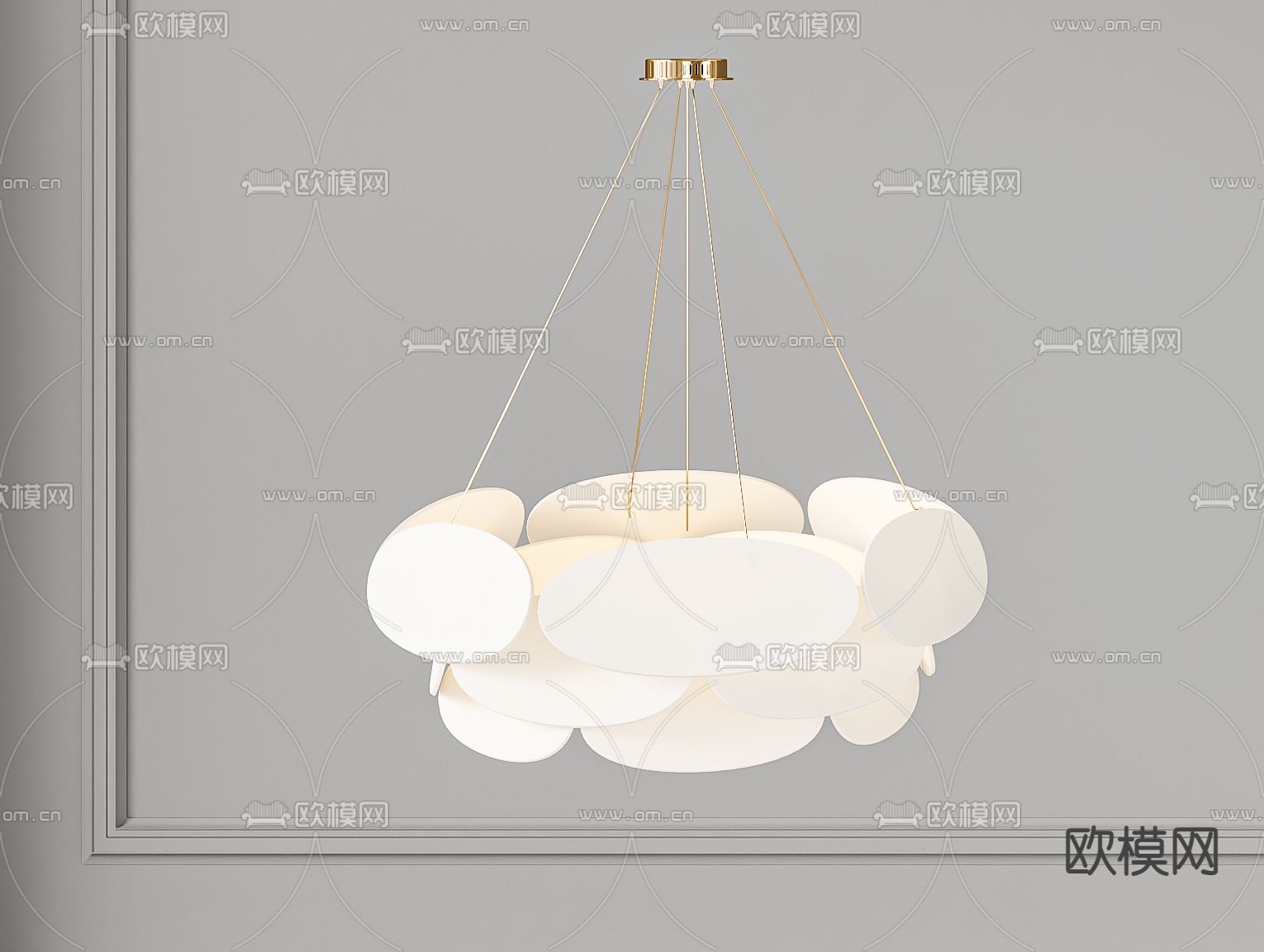 圆环吊灯 大厅吊灯3d模型下载（渲染图4）