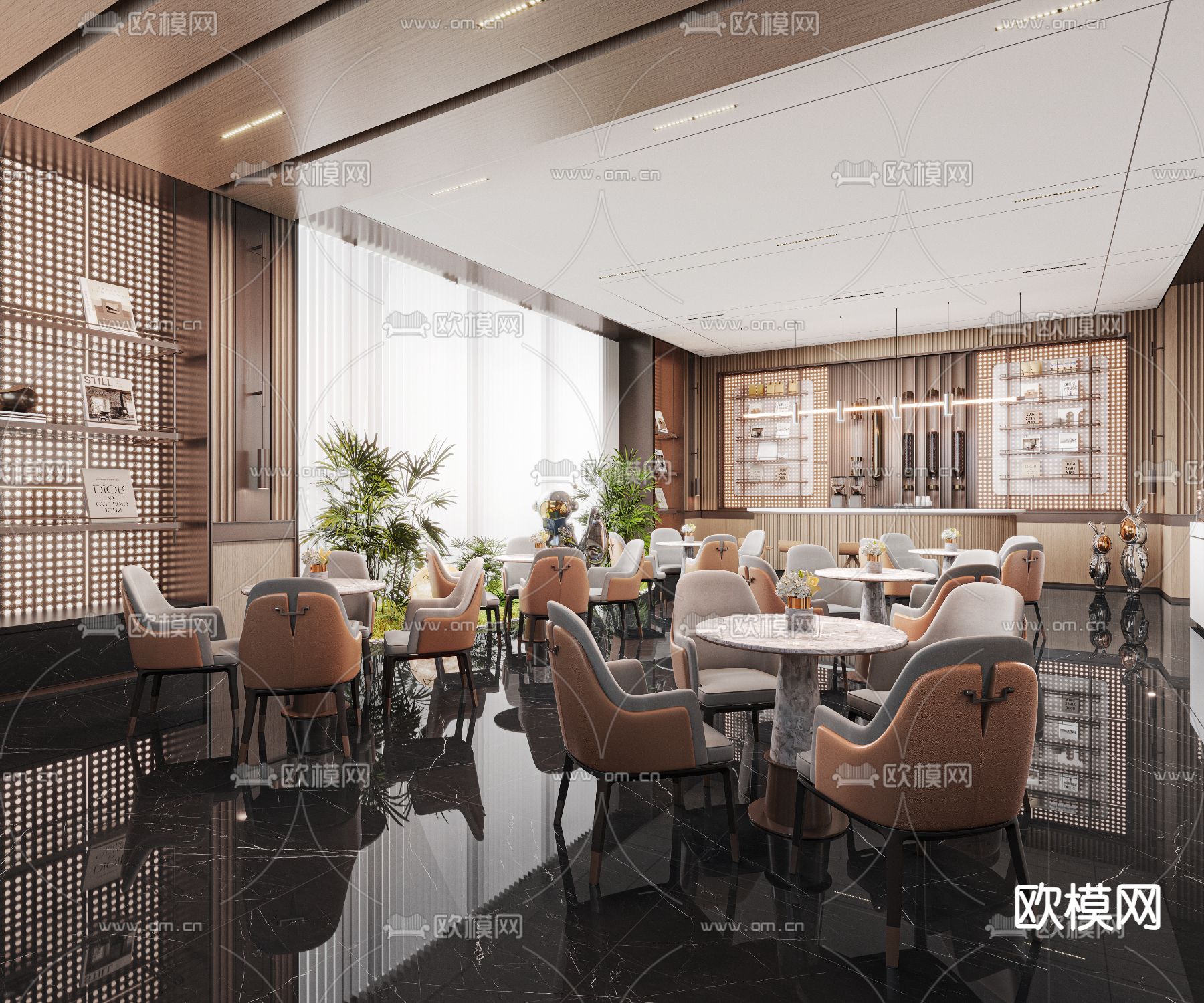 轻奢售楼处 沙盘区3d模型下载（渲染图2）