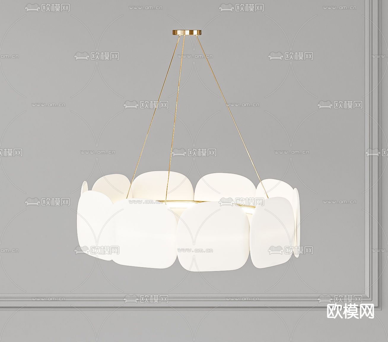 圆环吊灯 大厅吊灯3d模型下载（渲染图5）
