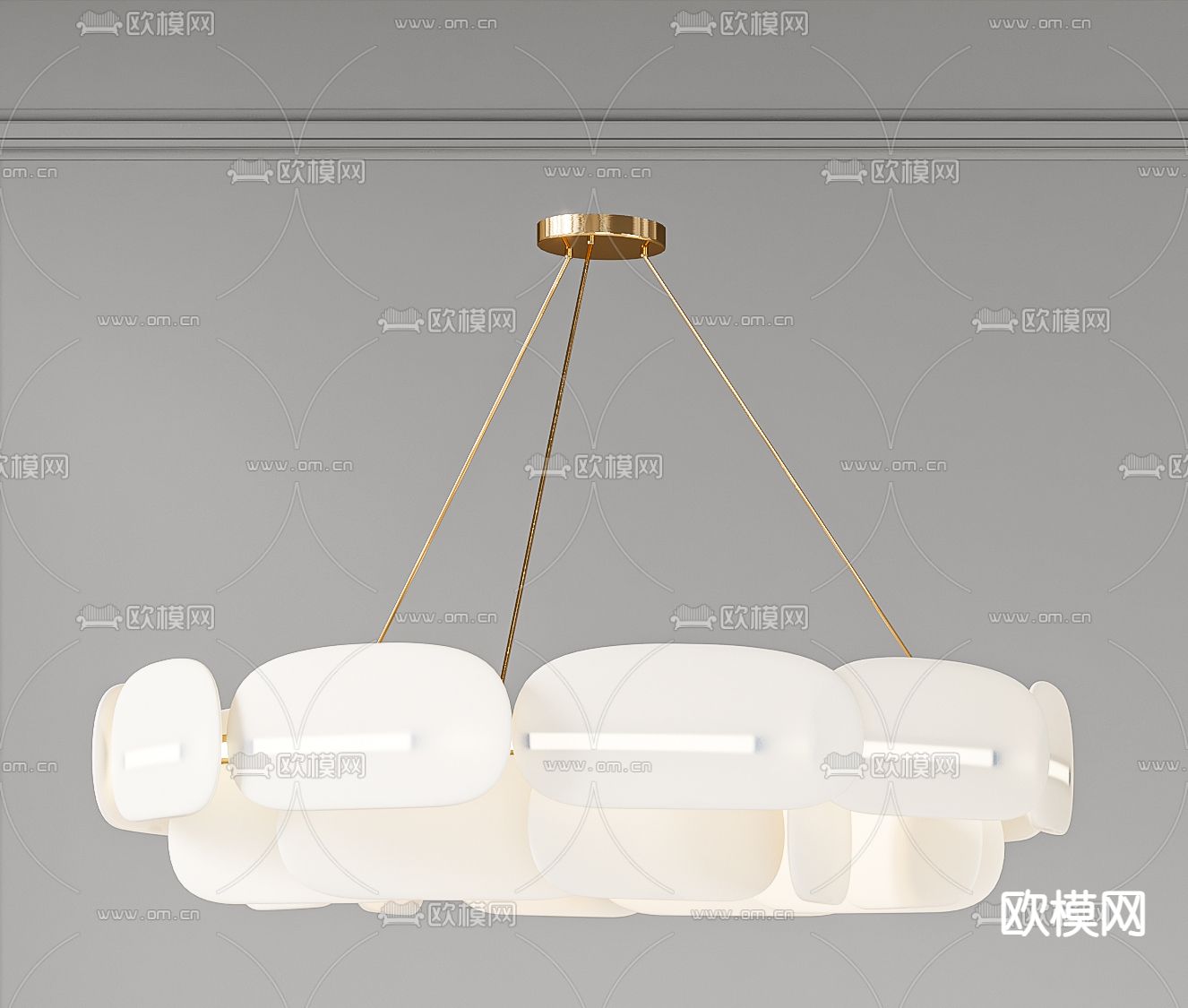 圆环吊灯 大厅吊灯3d模型下载（渲染图2）