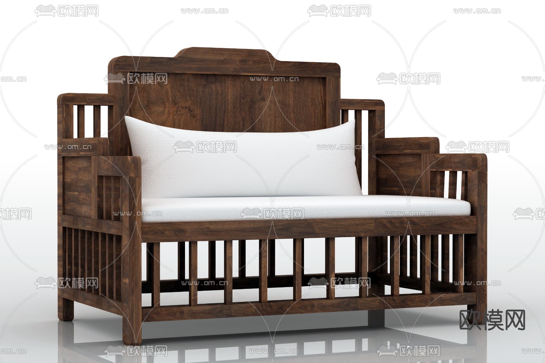罗汉床3d模型下载（渲染图3）