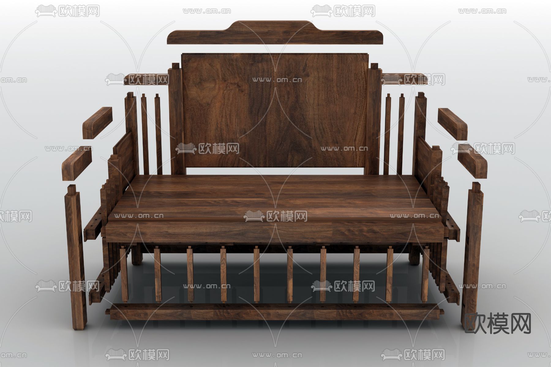 罗汉床3d模型下载（渲染图2）
