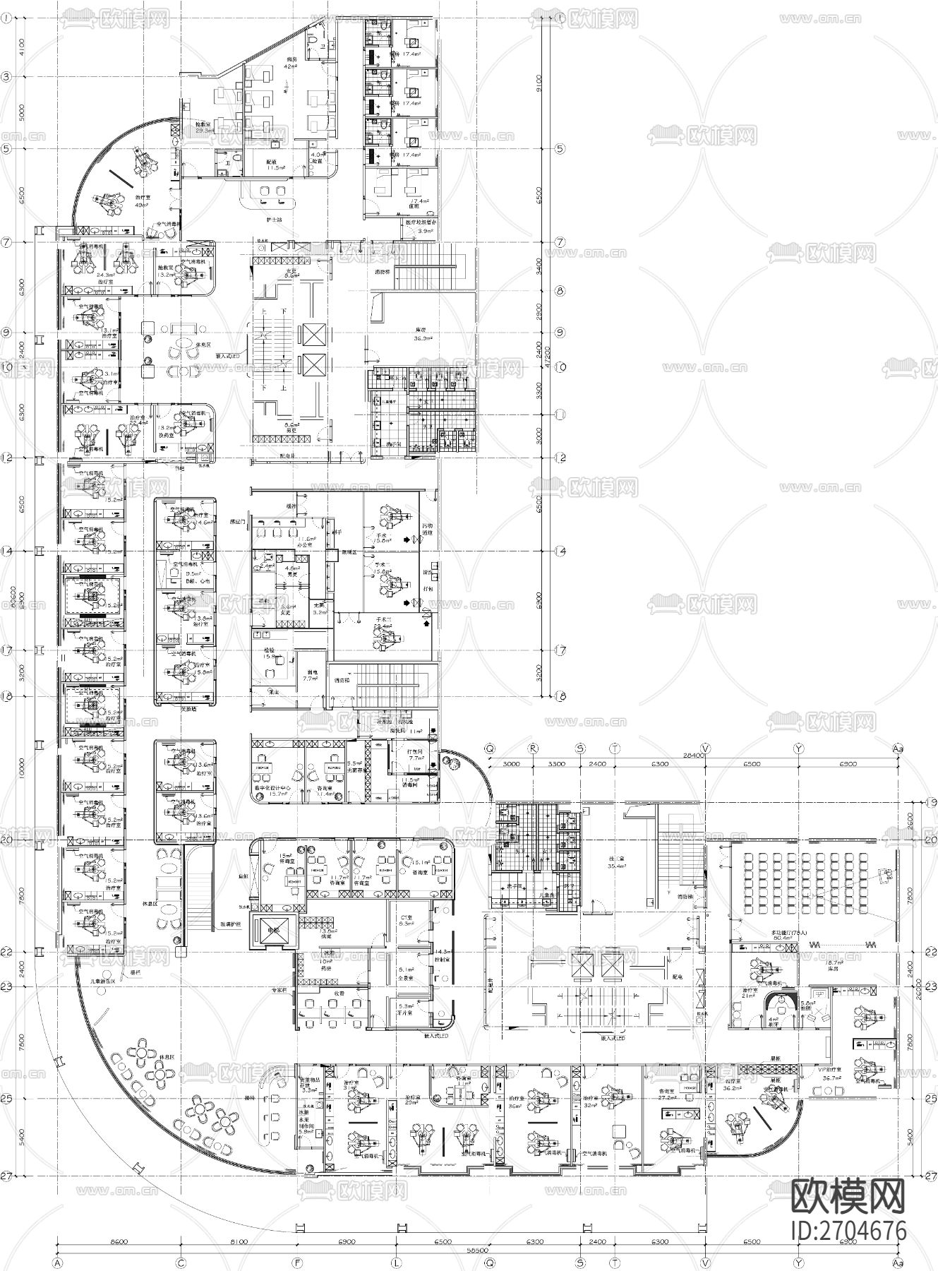 口腔医院牙科门诊CAD施工图下载（渲染图2）