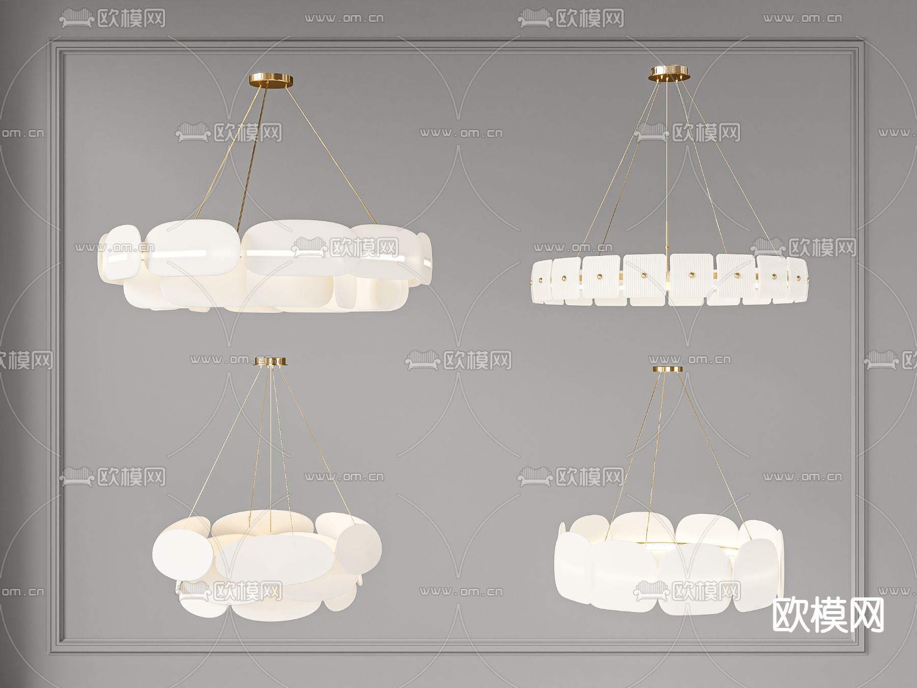 圆环吊灯 大厅吊灯3d模型下载（渲染图1）