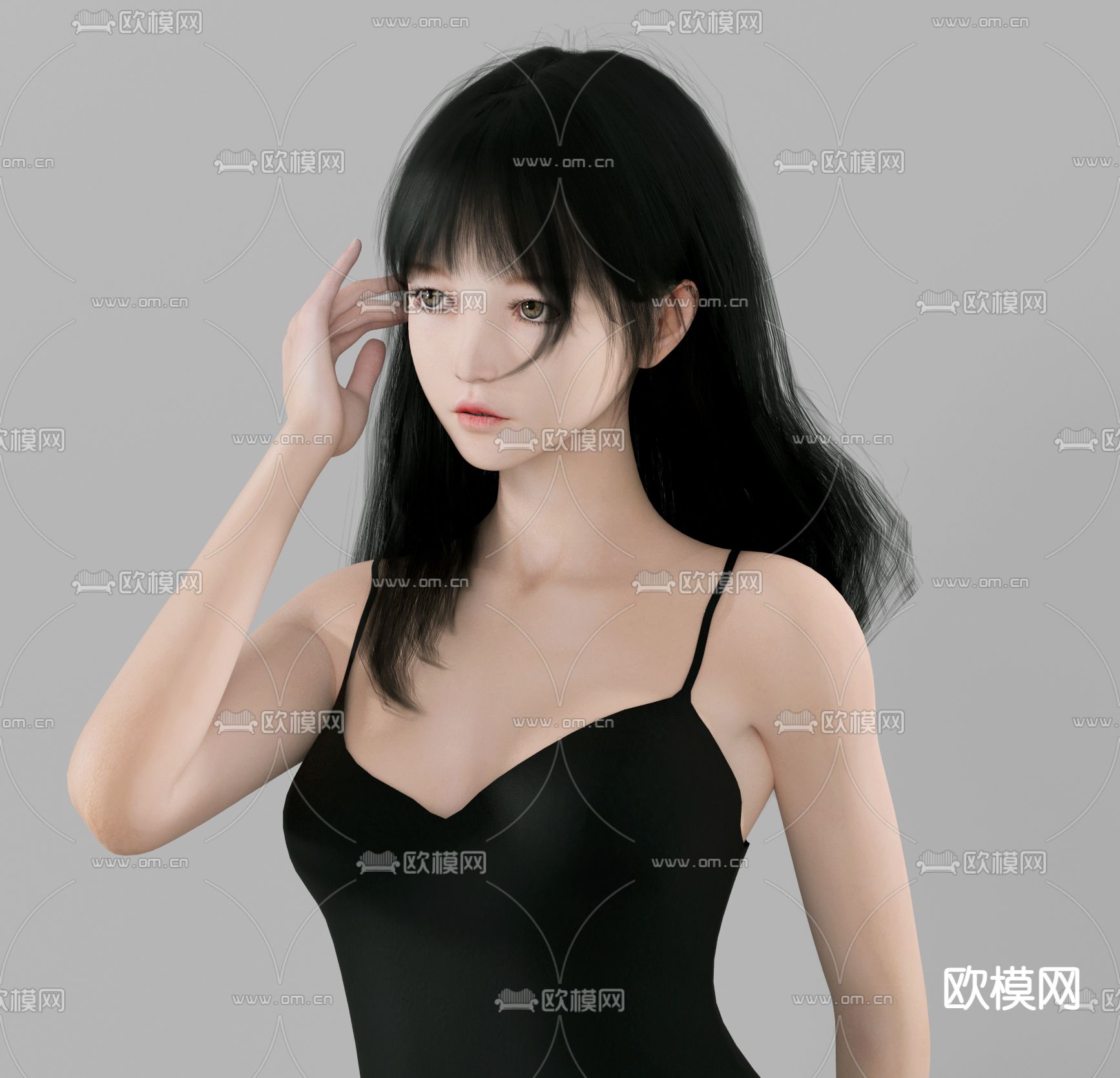 站姿人物 美女 模特3d模型下载（渲染图2）