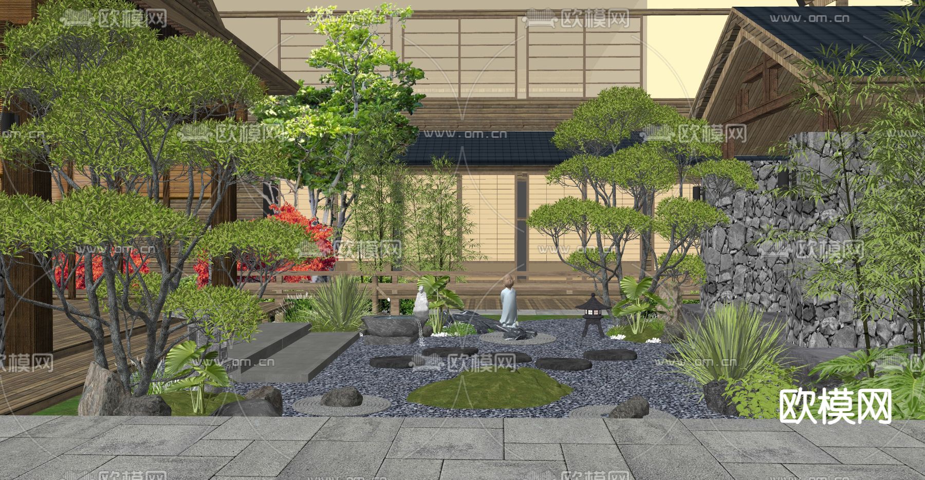 日式庭院景观su模型下载（渲染图3）