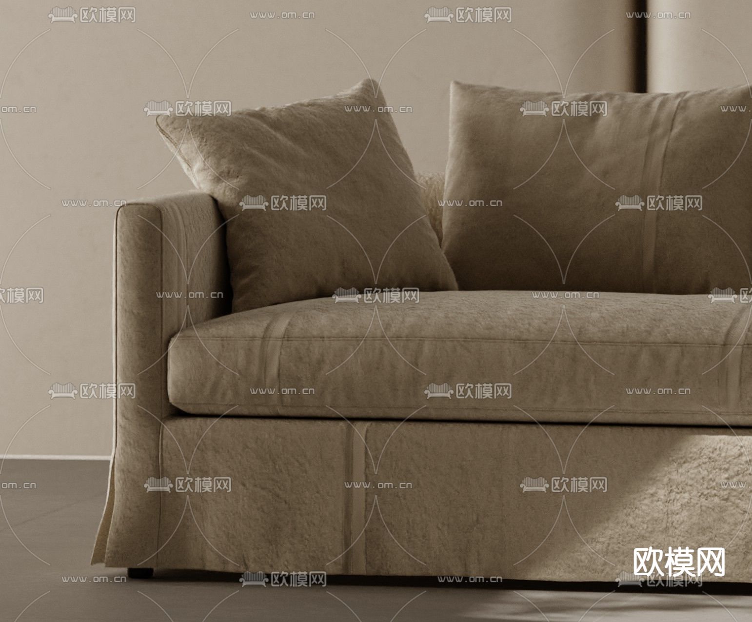 侘寂风沙发 多人沙发3d模型下载（渲染图2）