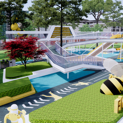  儿童游乐区su模型 