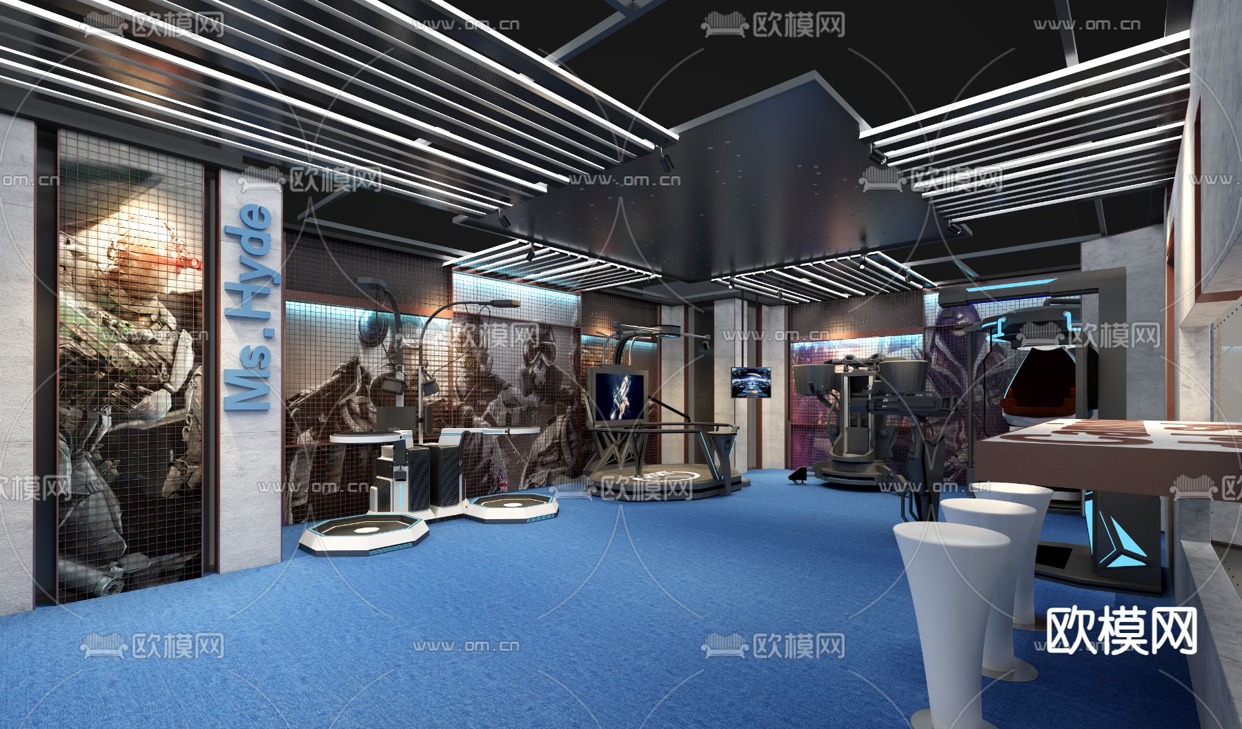 VR体验区 VR游戏su模型下载（渲染图1）