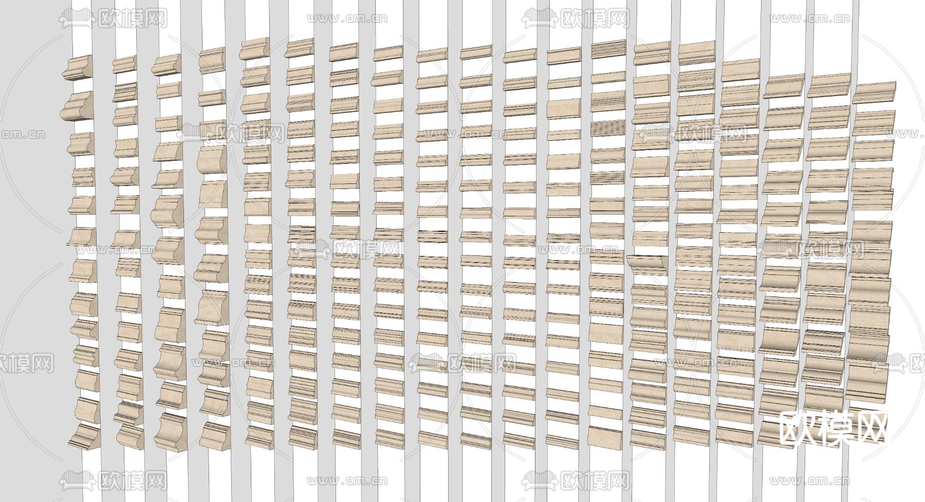 简欧石膏线 踢脚线su模型下载（渲染图4）