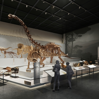  现代恐龙博物馆su模型 