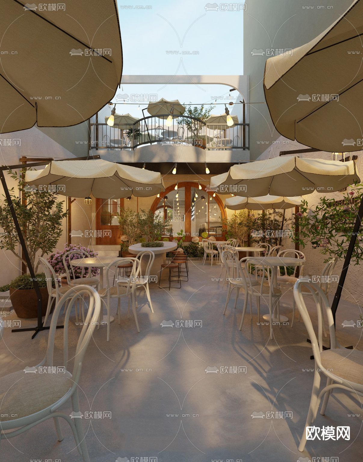 露台餐厅 网红餐厅3d模型下载（渲染图4）