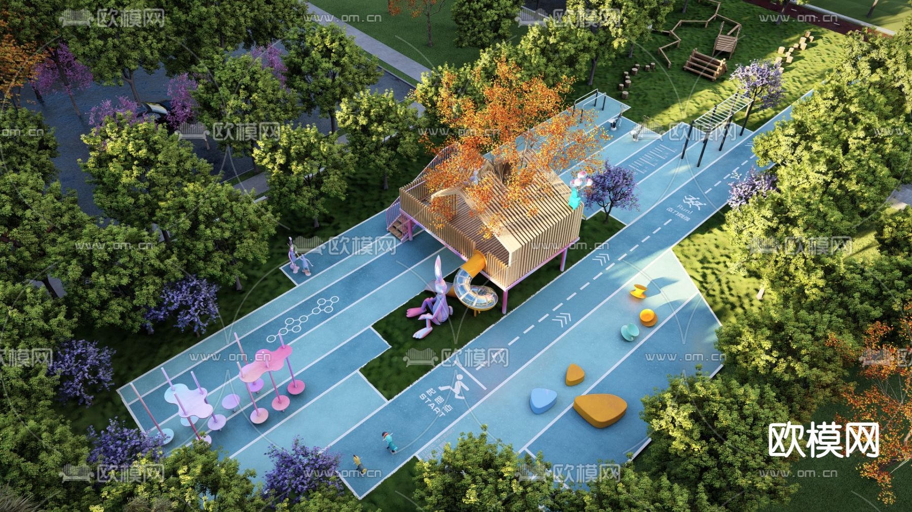 儿童游乐区su模型下载（渲染图2）