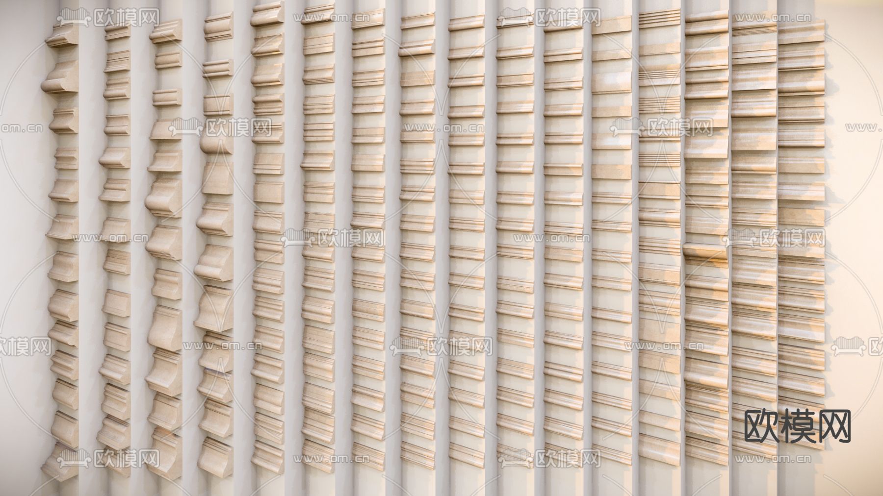简欧石膏线 踢脚线su模型下载（渲染图1）