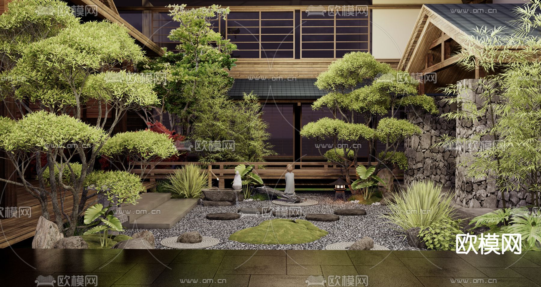 日式庭院景观su模型下载（渲染图4）