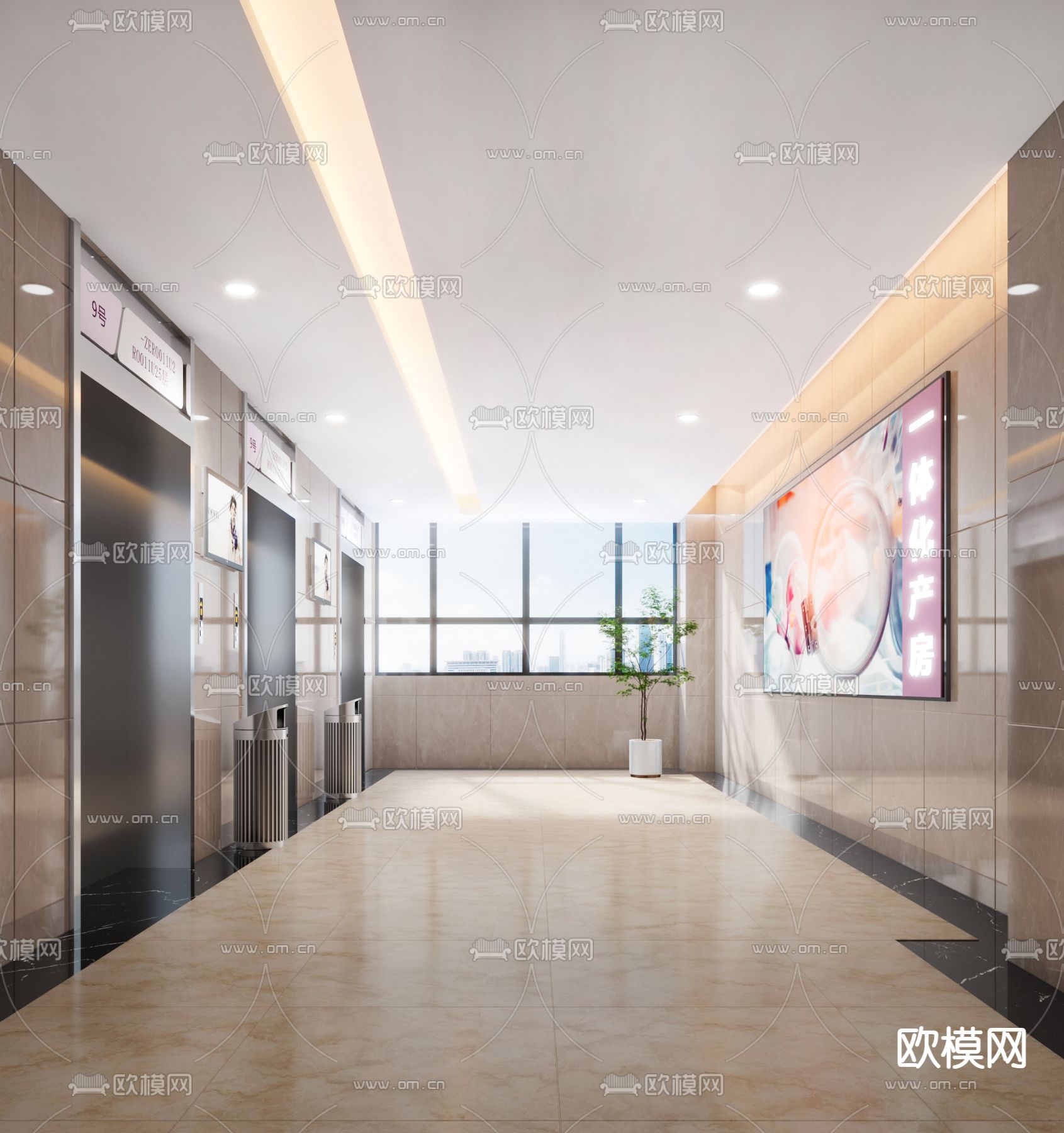 医院产房 电梯间3d模型下载（渲染图2）